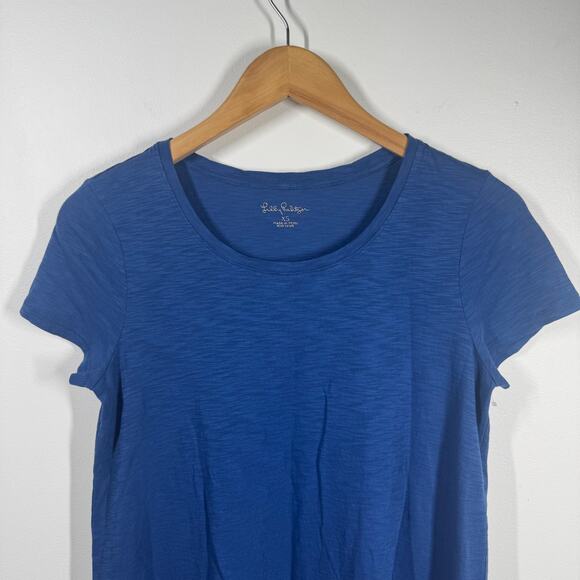 Lilly Pulitzer Top Women XS Blue TShirt 100% Pima Cotton Modest Minimal Spring - Picture 3 of 7